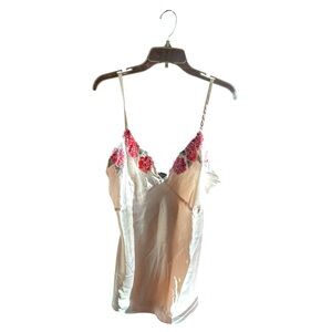 MODA International satin floral trim camisole nightie Sz L